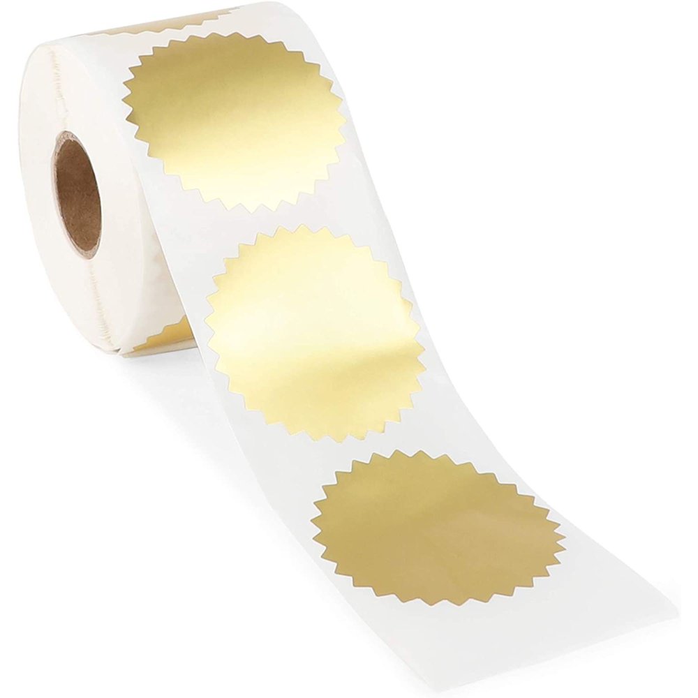 500 Pcs 2 inches Stickers Roll, Gold Envelope Seal Stickers Walmart