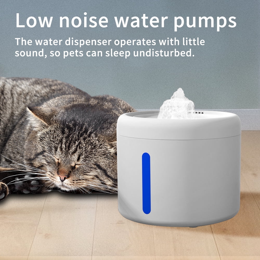 2L Pet Water Fountain, Automatic Circulating Cat Water Fountain with Quiet Pump, Visible Water Level, Easy to Clean, BPA-Free, White, for Cats and Small Dogs, 6.5"x6.1"