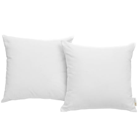 Modway Convene 2-Piece Modern Fabric Outdoor Patio Pillow Set in White