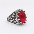 thumbnail image 2 of PAMTIER Unisex Stainless Steel Classic Vintage Royal Oval Cut Red Gemstone Special Flower Pattern Signet Ring Statement Wedding Band Silver Size 7, 2 of 6