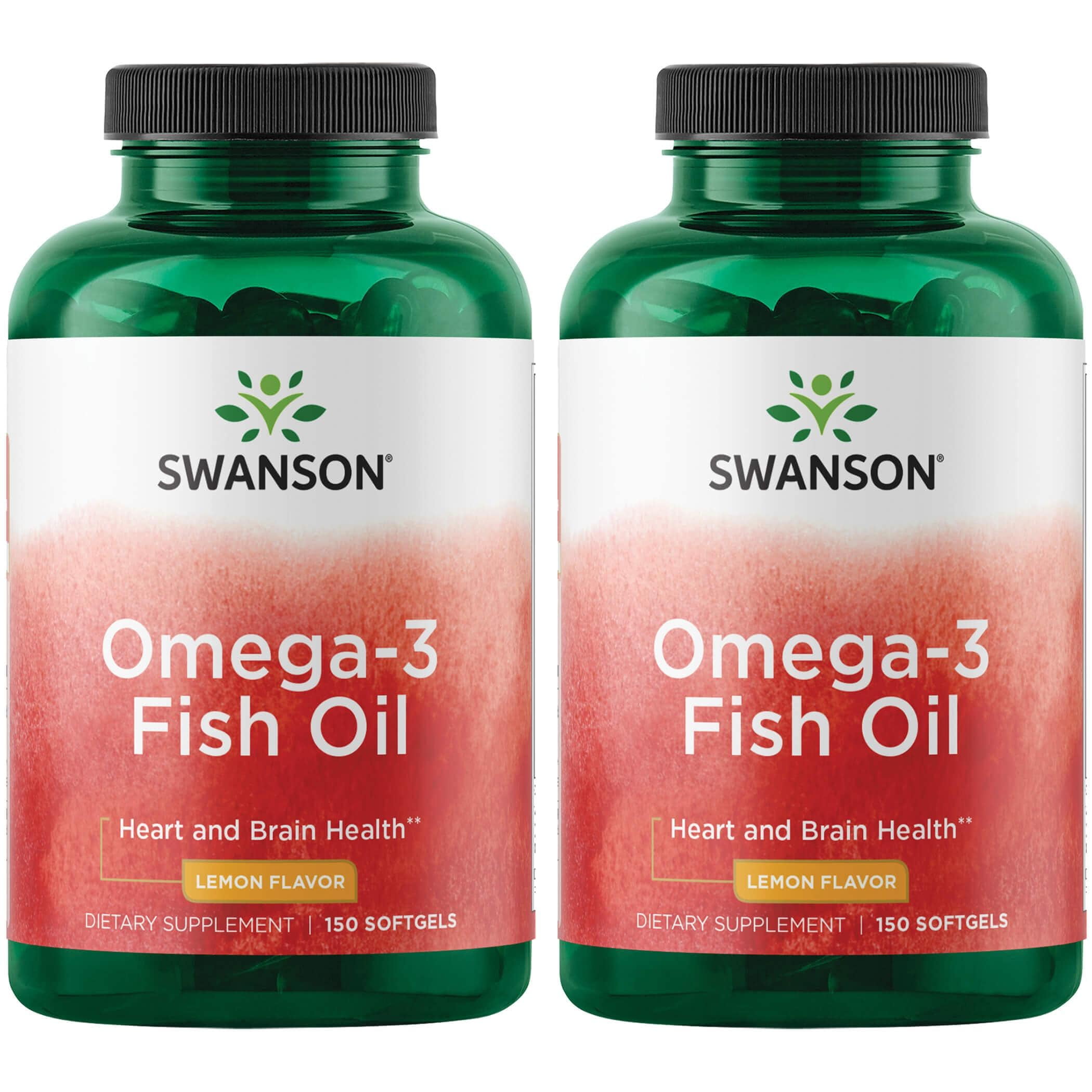 Swanson Omega-3 Fish Oil - Lemon Flavor 150 Sgels 2 Pack
