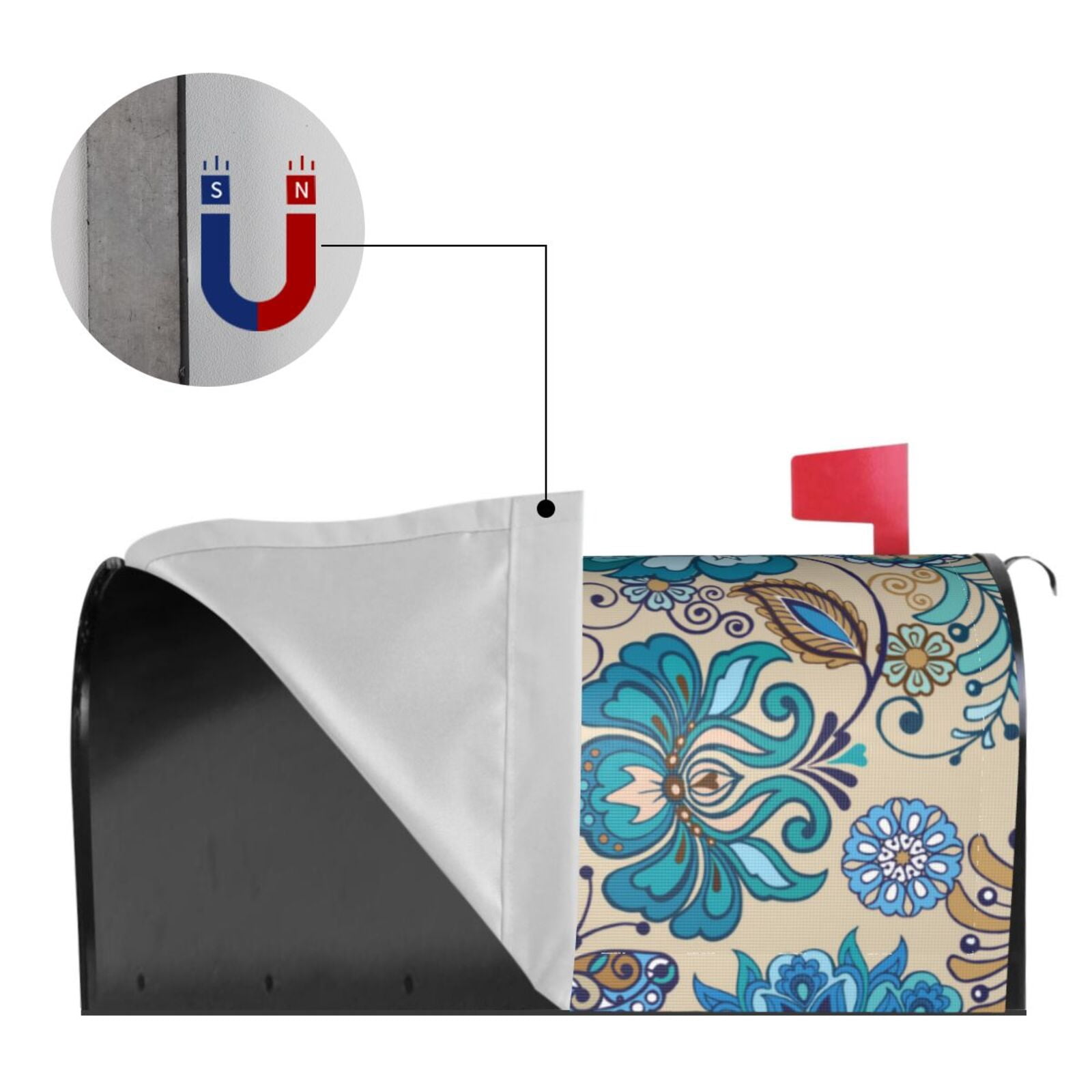 Xecao Vintage Floral Butterflies for Mailbox Cover with Magnetic Strips, Waterproof and Sunscreen, Adds a Decorative Touch to Your Garden Yard.