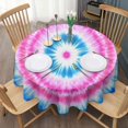 thumbnail image 3 of Colorful Mandala Tie Dye Pattern Round Tablecloth 60"x60",Wrinkle Wipeable Table Cloth for Kitchen Dining Room Picnic Patio Party, 3 of 6