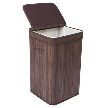 BirdRock Home Bamboo Square Laundry Hamper with Lid and Cloth Liner - Espresso
