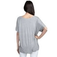thumbnail image 3 of YELETE Women's Short Sleeve V-Neck Oversized Top, Heather Grey M, 3 of 4