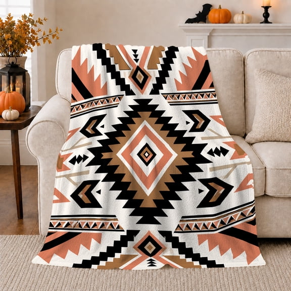 Bold Southwestern Tribal Geometric, Cozy Friendship Quote Scene, Warm Flannel Blanket for Living Room and Reading Nook, Art Lovers Friendship Gift, Artistic Home Decor