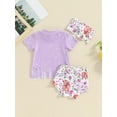 thumbnail image 4 of Suealasg Western Baby Girl Outfits Clothes Short Sleeve Cow Print Tassel Tops+ Elastic Waist Shorts + Headband Set 3Pcs Infant Toddler Summer Clothing, 4 of 9