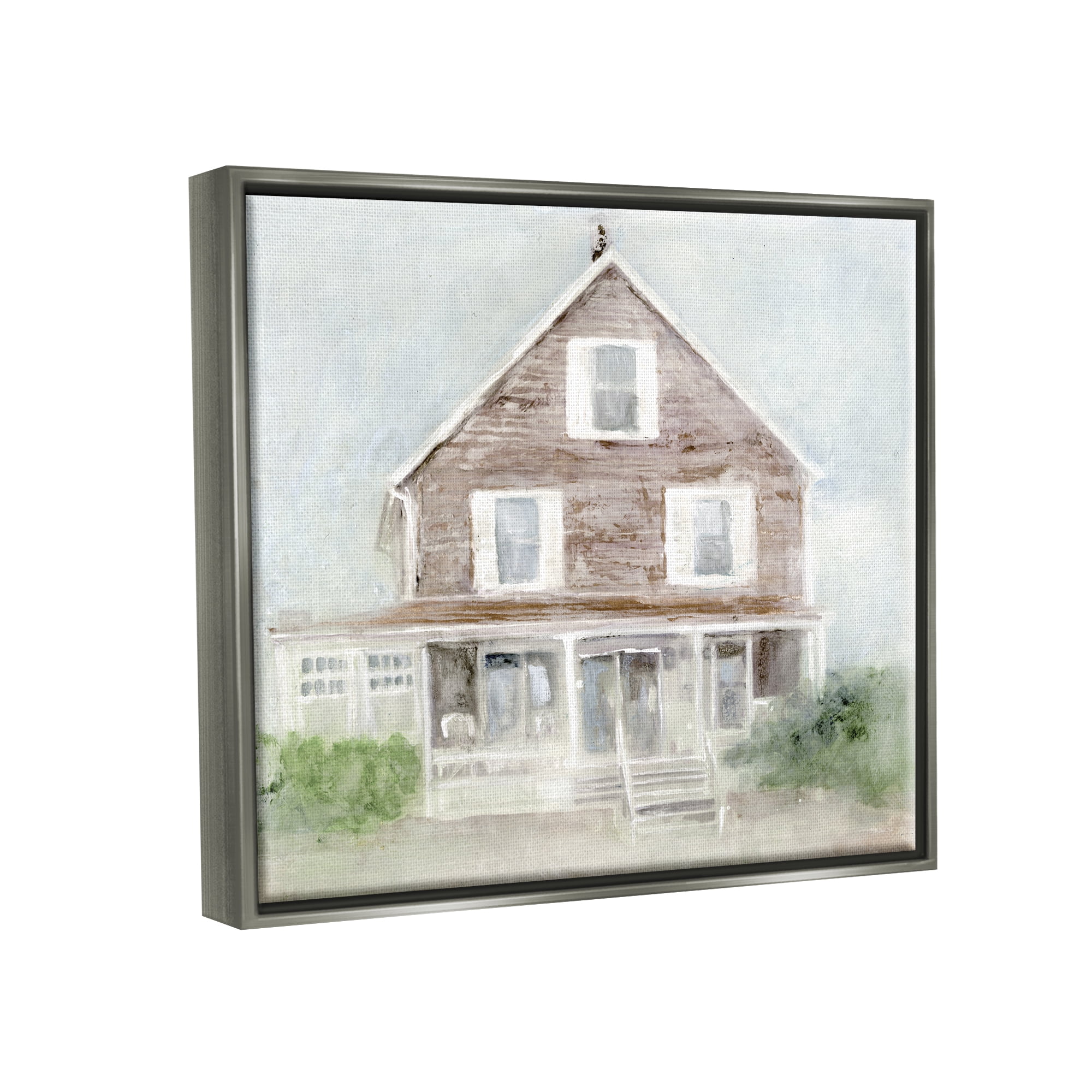 Stupell Coastal House Calm Porch Landscape Painting Gray Floater Framed Art Print Wall Art