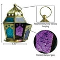 thumbnail image 3 of In the Breeze 9210 —Teal & Purple Hex Tealight Lantern — Moroccan-Style Boho Chic Tealight Glass and Metal Tabletop Lantern, 3 of 6