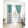 thumbnail image 4 of Fsddascl Grey Chevron Blackout Curtains for Bedroom/Living Room, Thermal Insulated Kitchen Curtains, Geometric Turquoise Print Wavy Striped White Grommet Darkening Window Treatment Drapes 52"x54"x2, 4 of 8