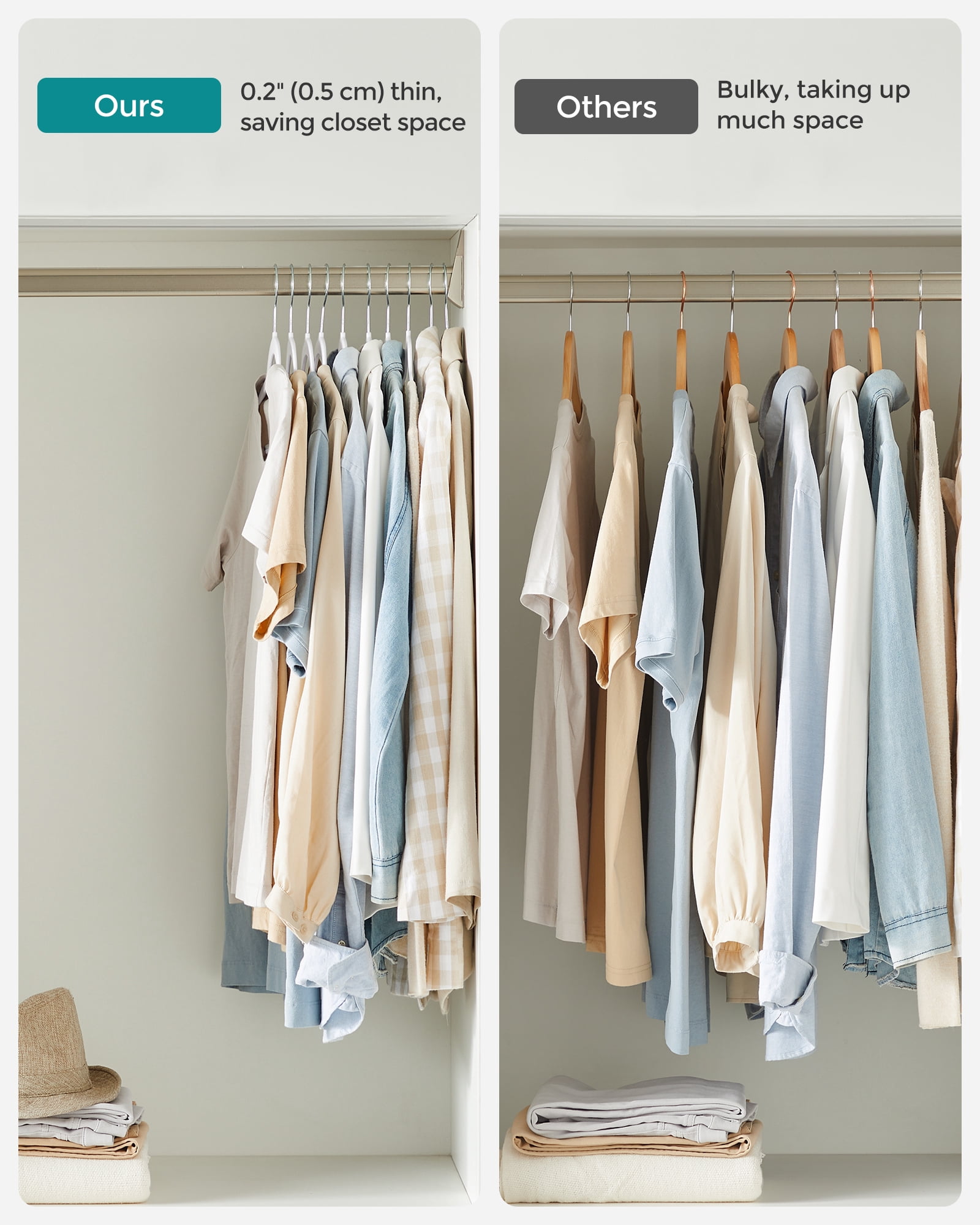 30-Pack Slim Plastic Hangers with 360° Swivel Hooks, Heavy Duty Space Saving Closet Organizers for Coats, Dresses and Pants, Cloud White and Dark Gray