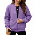thumbnail image 7 of Women's Fashion Warm Shearling Zip Up Solid Jacket Purple XL, 7 of 7