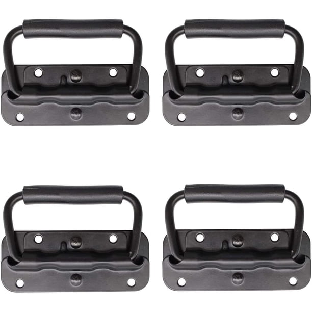 4 piezas de manijas para maletas de vuelo, manijas con resorte para cajas de herramientas, manijas plegables con resorte para tirar, reemplazo e instalación de manijas para cajas de herramientas o ca