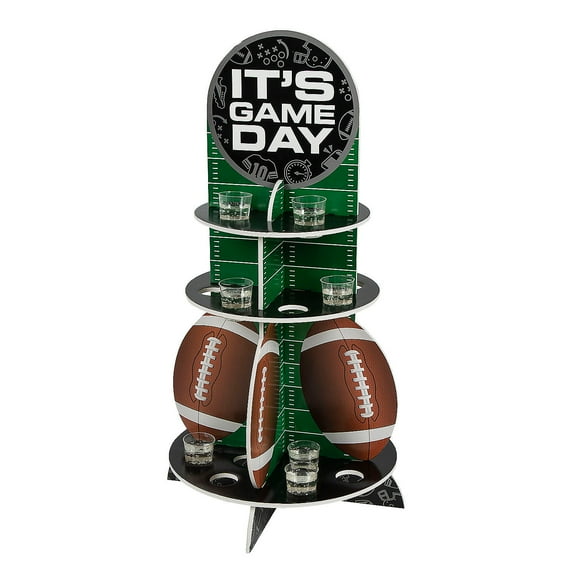 Fun Express Football Shot Glass Stand with Plastic Shot Glasses - 25 Pc