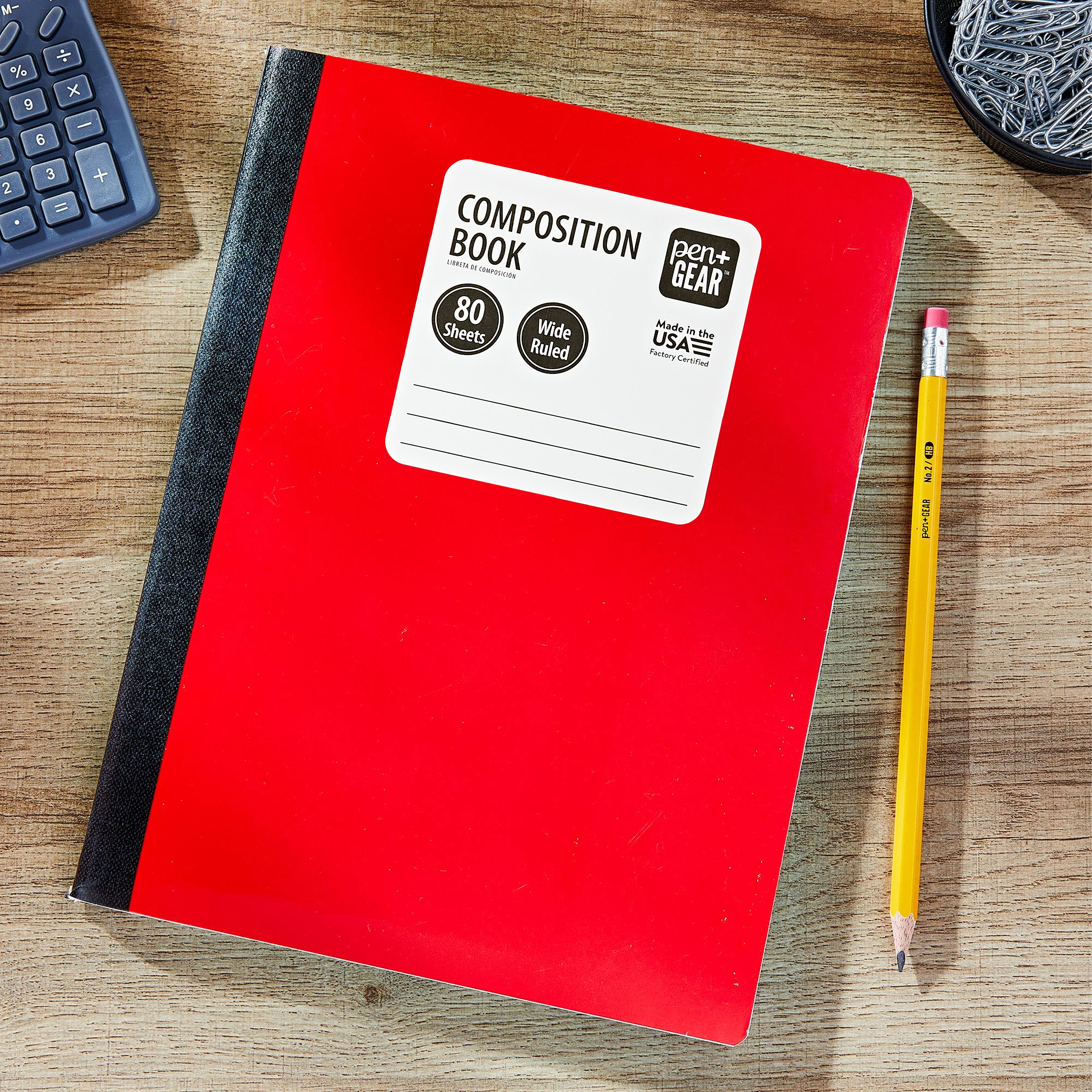Cuadernos de composición Pen+Gear de rayas anchas, 9.75 x 7.5 pulgadas, rojo, 80 hojas 2