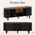 thumbnail image 3 of Doyolan Mid-Century Modern 55" TV Stand for 70" TV, Wood Entertainment Center with Storage and Shelves, 2 Sliding Tambour Doors, Black, 3 of 6