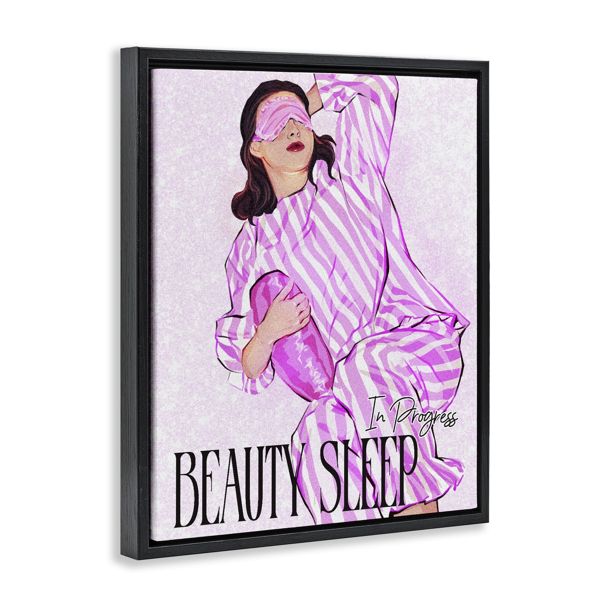 Stupell Industries Beauty Sleep In Progress Black Framed Floater Canvas Wall Art, design by Ziwei Li