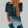 thumbnail image 1 of Hauts d'Été Grande Taille pour Femmes Mode Ample Confortable Col en V Fermeture à Glissière Imprimé Manches Courtes Haut Blouse Col en V T-Shirt Femmes en Liquidation, 1 of 5