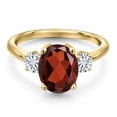 thumbnail image 3 of Gem Stone King 18K Yellow Gold Plated Silver Ring Garnet Moissanite (3.26 Cttw), 3 of 7