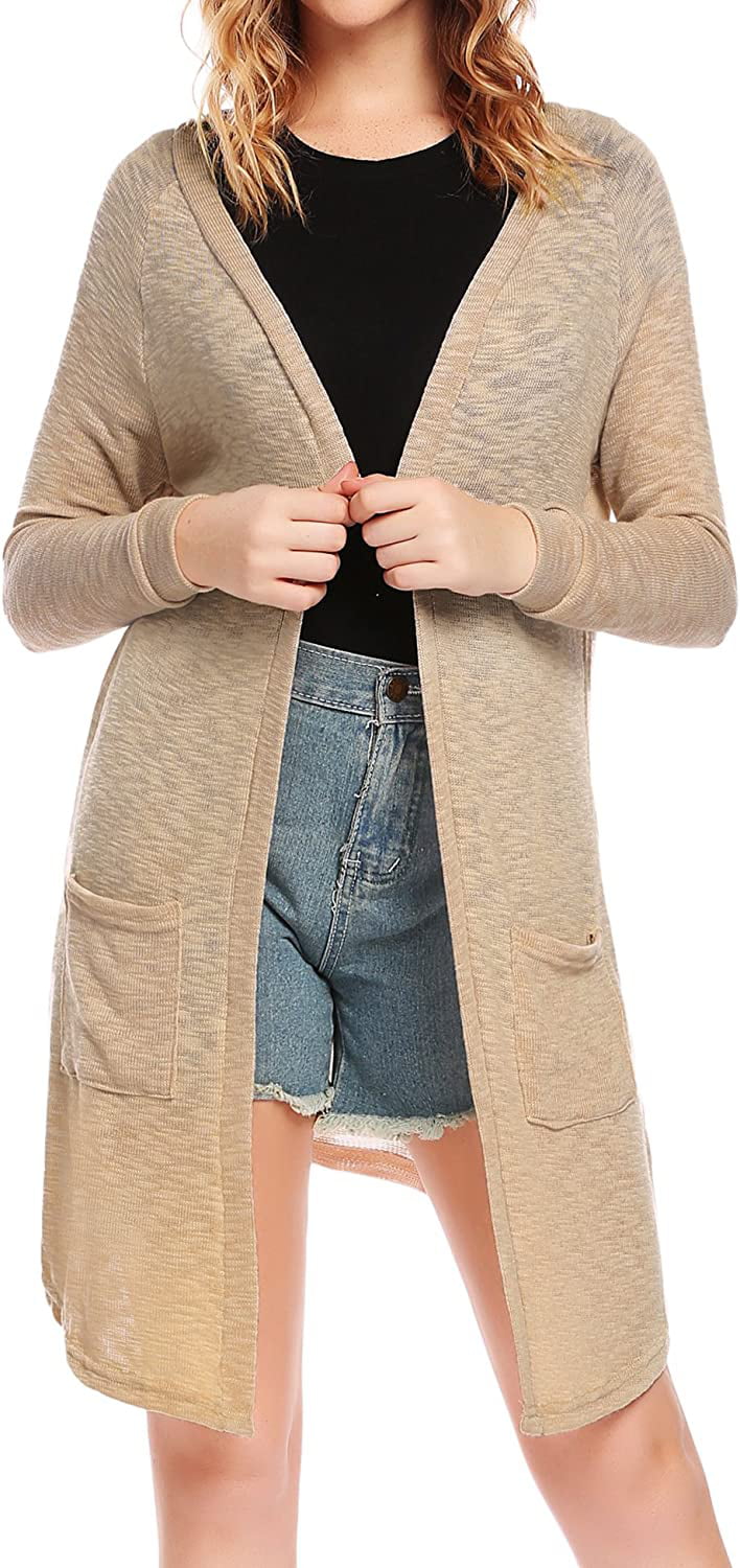 Women's Cardigan Sweater. Loose Casual Open Front with Pockets Long Sleeved  for Sun-Screening. S-XXL - Walmart.com