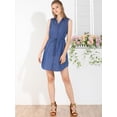 thumbnail image 3 of Vestido Camisero De Mezclilla Con Cuello De Mezclilla Con Botones En La Cintura Para Mujer Azul XS INSPIRE CHIC Vestido, 3 of 6