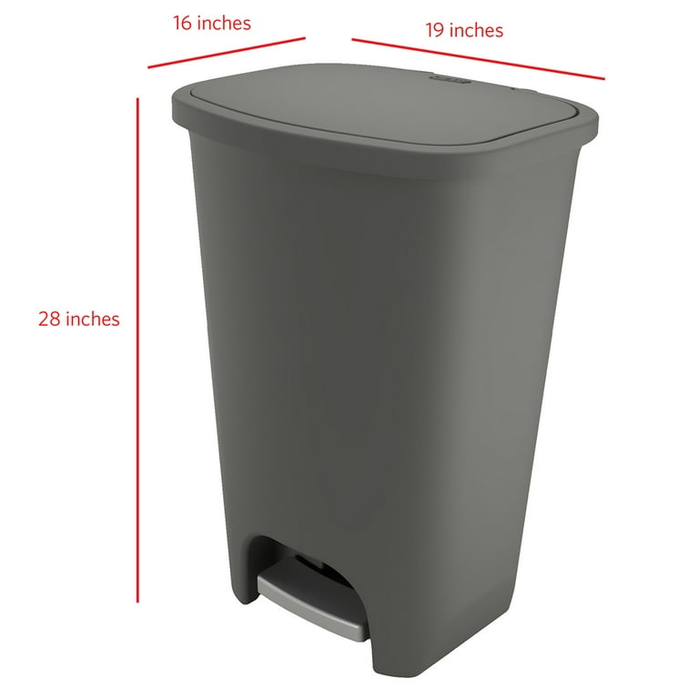 Glad 13 Gallon Trash Can | Plastic Kitchen Waste Bin with Odor Protection  of Lid | Hands Free with Step On Foot Pedal and Garbage Bag Rings, Black