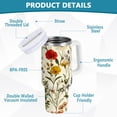 thumbnail image 2 of Yayeee 40oz Stainless Steel Tumbler with Straw and Handle Double-Wall Insulated Travel Water Bottle, Beige Floral, 2 of 8