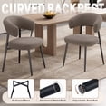 thumbnail image 4 of Hawsaiy Dining Chairs Set of 6, Mid Century Modern Boucle Upholstered Dining Chairs with Curved Backrest, Kitchen Dining Room Chairs with Black Metal Legs, Brown, 4 of 8