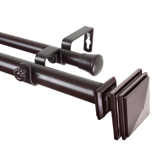 Rod Desyne Bedpost 1" Double Curtain Rod - Mahogany