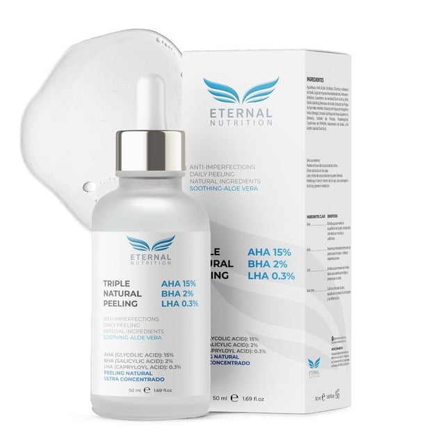 Serum ETERNAL NUTRITION Triple Natural Peeling AHA BHA LHA Ingredientes Naturales Textura Ligera Pie