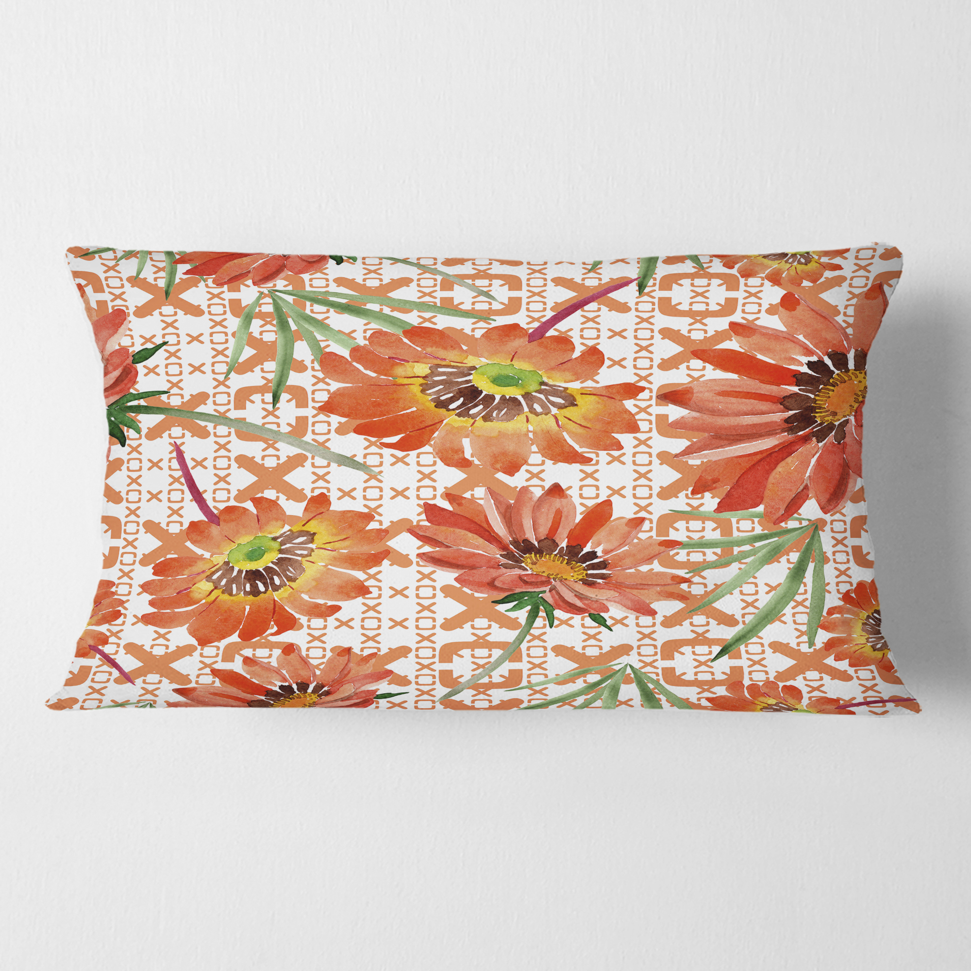 Designart Floral Botanical Retro I' Mid-Century Modern Throw Pillow - 12x20