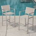 thumbnail image 3 of Tammy Coral Outdoor 29.50 Inch Barstools with Rust-Proof Aluminum Frame, Set of 2, Grey Mesh and Silver, 3 of 6
