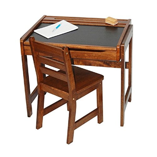 Lipper International Kids Desk With Chalkboard Top Chair Set In