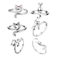 thumbnail image 3 of Anillos de gatito, joyería para mujeres y niñas, encantadores anillos de gato ajustables y abiertos, conjunto para regalos del día de San Valentín y e 6 uds., 3 of 7