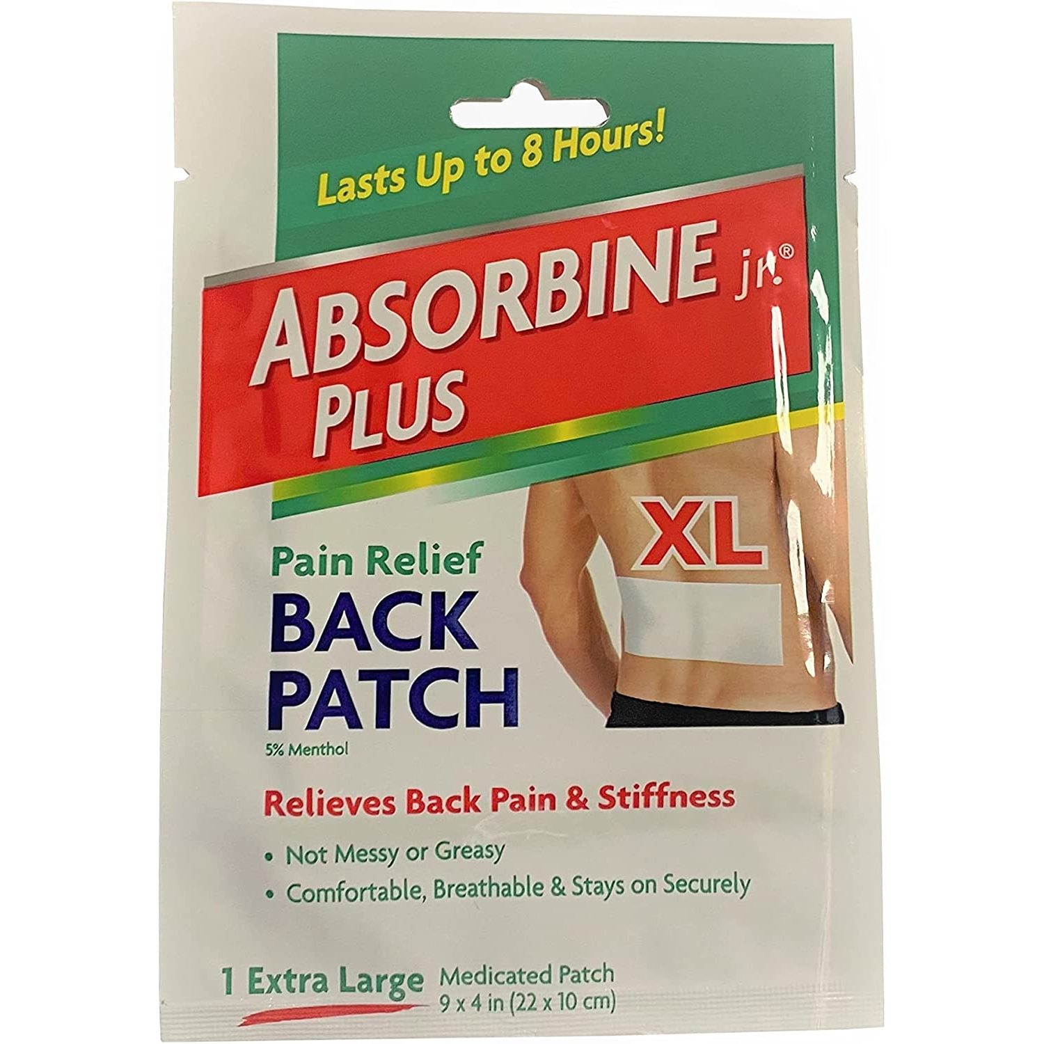 (Pack of 8) Absorbine Plus Jr, Pain Relief Back Patch, Size Xlarge