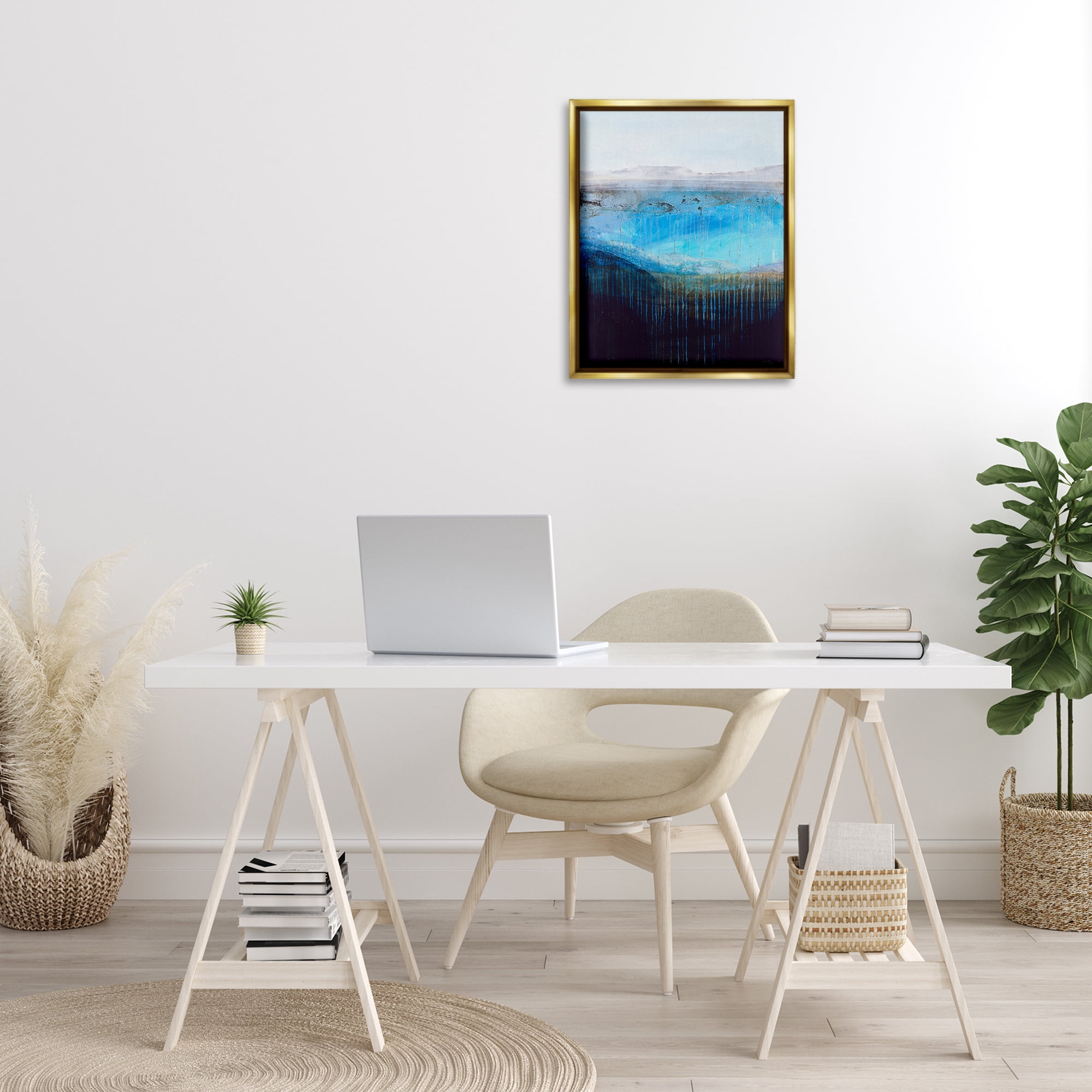 Stupell Industries Intense Abstract Landscape Abstract Painting Gold Floater Framed Canvas Art Print Wall Art, 17 x 21