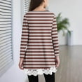 thumbnail image 4 of NAISIBABY Girls Tops with Lace Hem, Long Sleeve Crewneck Fashion Striped Kids Casual Fall T Shirts Brown 14T, 4 of 6