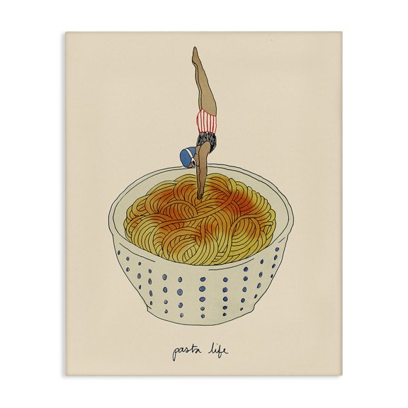 Stupell Industries Modern Swimmer with Pasta Bowl Canvas Art, 16 x 20, by Victoria Barnes