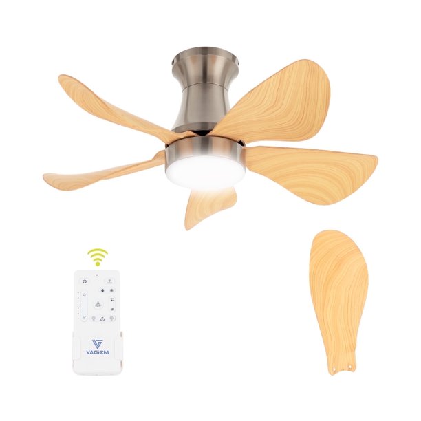 Vagizm Ventilador de Techo de 30 Pulgadas con Luz y Control Remoto, Estilo Moderno, Montaje Empotrado, Uso en Interiores, Tema Geométrico