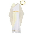 thumbnail image 6 of TiaoBug Womens Ancient Greek Costume Grecian Sleeveless Roman Queen Dress God Toga with Headwear Champagne XXL, 6 of 7