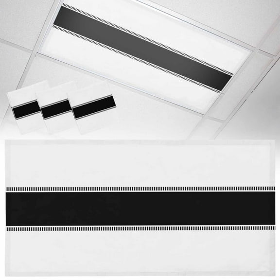 3 Pack Black Fluorescent Light Covers for Ceiling Lights Stripes Solid Color Magnetic Ceiling Light Covers Overhead Light Filters for Office Classroom Home