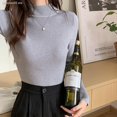thumbnail image 3 of ﹍Cuello medio alto con una camisa de fondo negro para mujer suéter de todo fósforo de otoño e invierno para mujer 2021 nuevas blusas de manga larga moda extranjerapangjing, 3 of 4