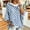 Light Blue, variant on IUYRTFE Women Polka Dot 3/4 Sleeve Drawstring Hooded Top Casual Loose Fit Summer Blouse