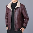 thumbnail image 6 of ZCFZJW Men's Faux Leather Aviator Bomber Jacket with Sherpa Collar Casual Fall Winter Plush Thick Warm Long Sleeve Full Zip up Cardigan Outwear Coat Wine XXXXXL, 6 of 8