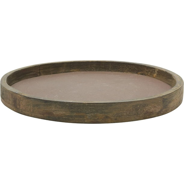 Stonebriar Rustic Natural Wood and Metal Candle Holder Tray, Home Decor