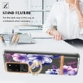 thumbnail image 2 of Compatible for Samsung Galaxy S20 Ultra Case with Ring Kickstand Holder Clear Floral Pattern Hybrid PC TPU Shockproof Protective Phone Case Cover for Samsung Galaxy S20 Ultra Women Girls,Purple Flower, 2 of 5