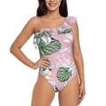 thumbnail image 4 of Daiia Lilies Flowers Women's One Piece Swimsuits Personalized One Shoulder Swimwear Asymmetric Ruffle Bathing Suits-Medium, 4 of 8