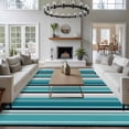 thumbnail image 3 of Teal Beige 5x7 Area Rugs for Living Room, Stripe Abstract Geometric Modern Art Non Slip Floor Mat Washable Low-Profile Indoor Carpet for Bedroom, Dining Room, Bathroom, 3 of 9