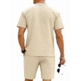 thumbnail image 4 of Men's Short Sleeve Set Suits 2 Piece Shirt Shorts Outfit for Summer Casual Khaki XXL, 4 of 5