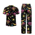 thumbnail image 6 of TSOVTHRID Skull Sun Moon Star Print Women's Pajama Sets Short Sleeve Pjs with Long Pants Soft Sleepwear Sets Button Down Womens Lounge Set, Size L, 6 of 7